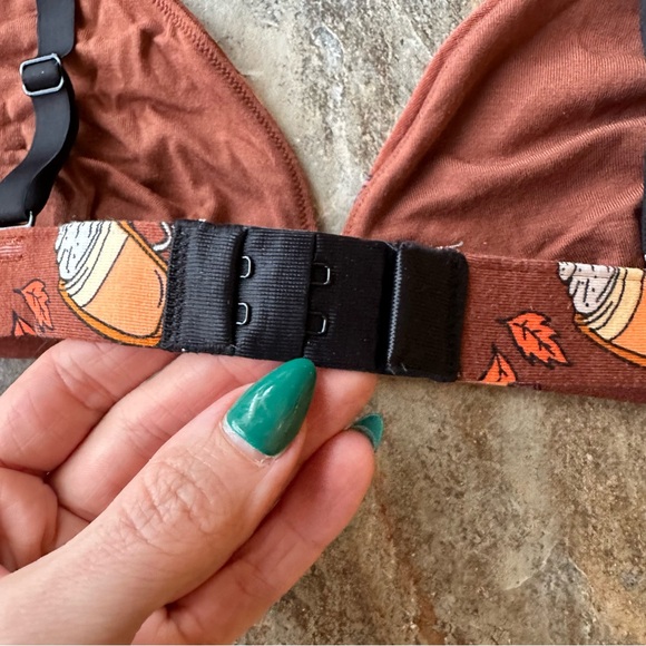 MeUndies Pumpkin Spice Bralette Size Large Fall Print Triangle Soft Lounge - Picture 4 of 7